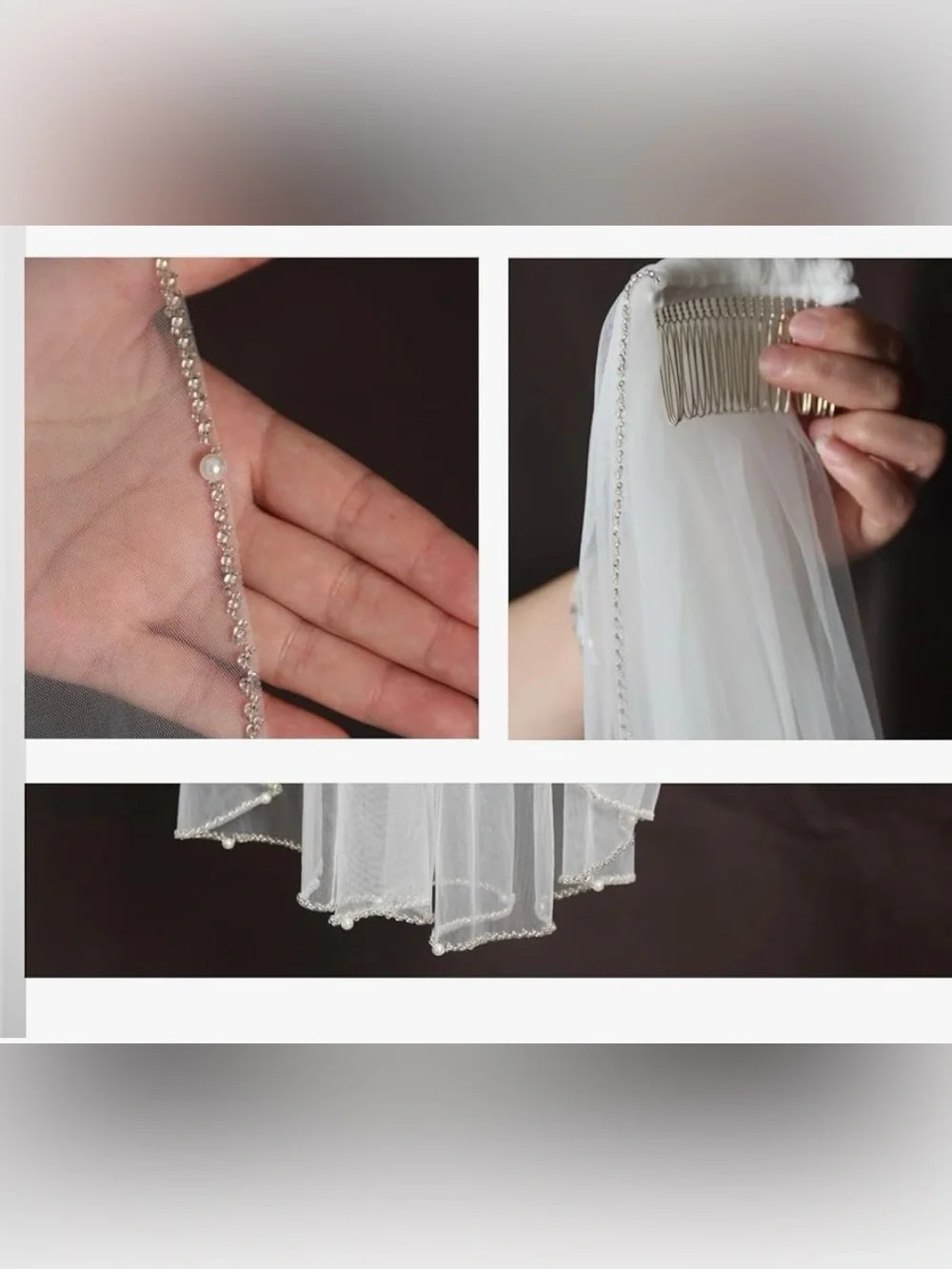 Beaded Bridal Veil 30” New - Picture 5 of 6